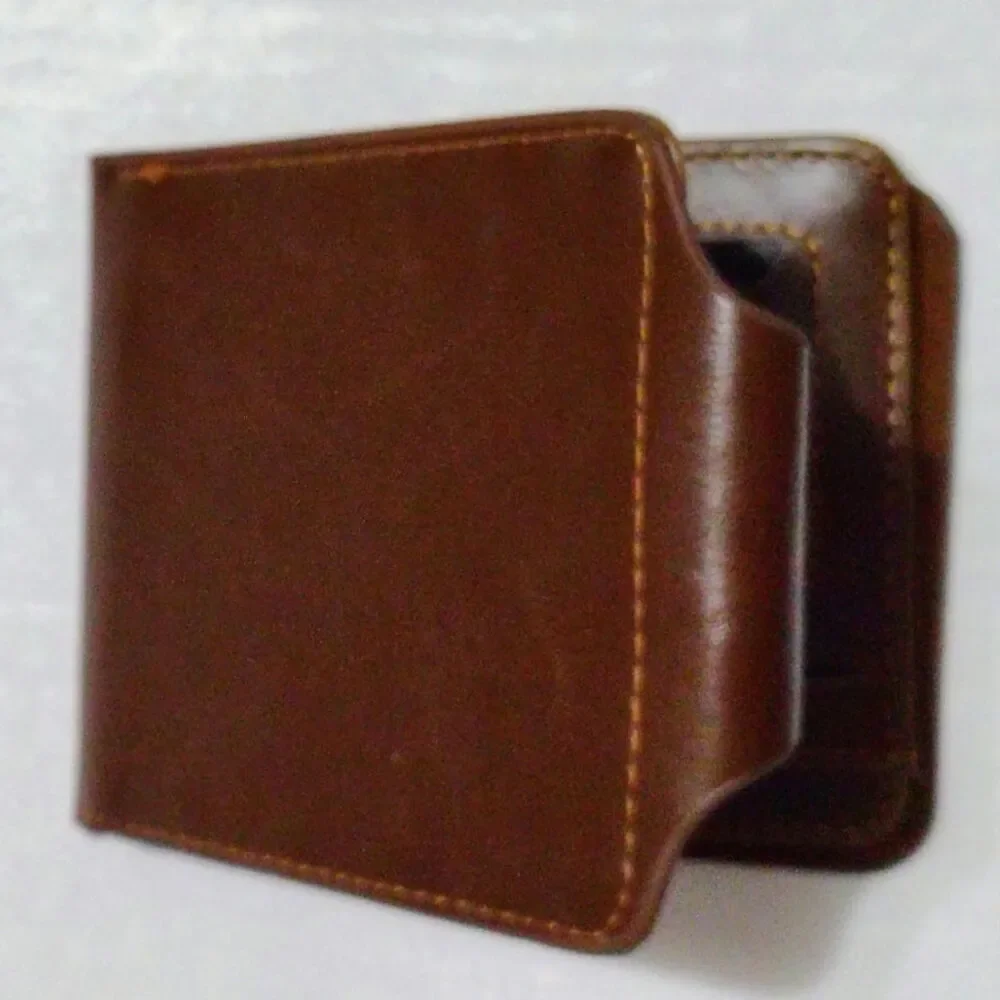 Brown Bifold Leather Wallet Cowboy Etched Front Side Compartmental Snap Closure